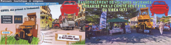 RASSEMBLEMENT DE VOITURES ANCIENNES ORGANISE PAR LE COMITE DES FETES DU VIGEN (87)