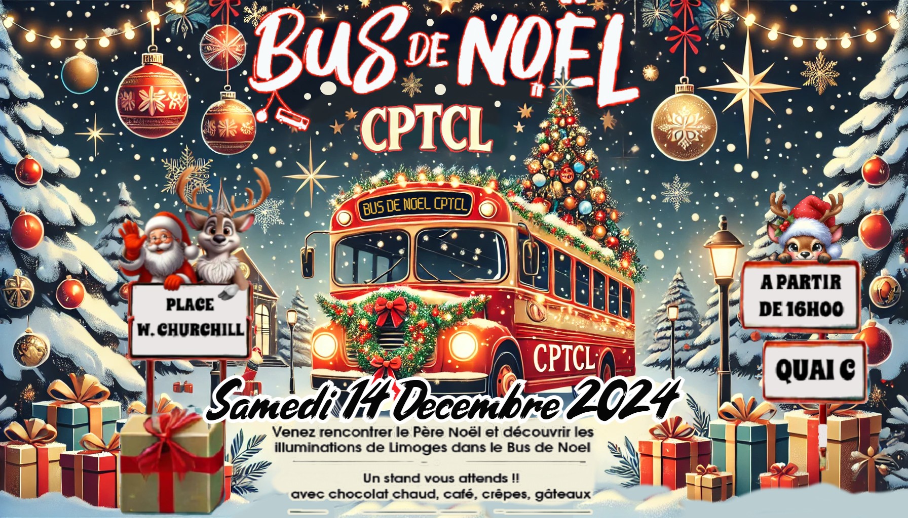 Ambiance festive Bus de Noël