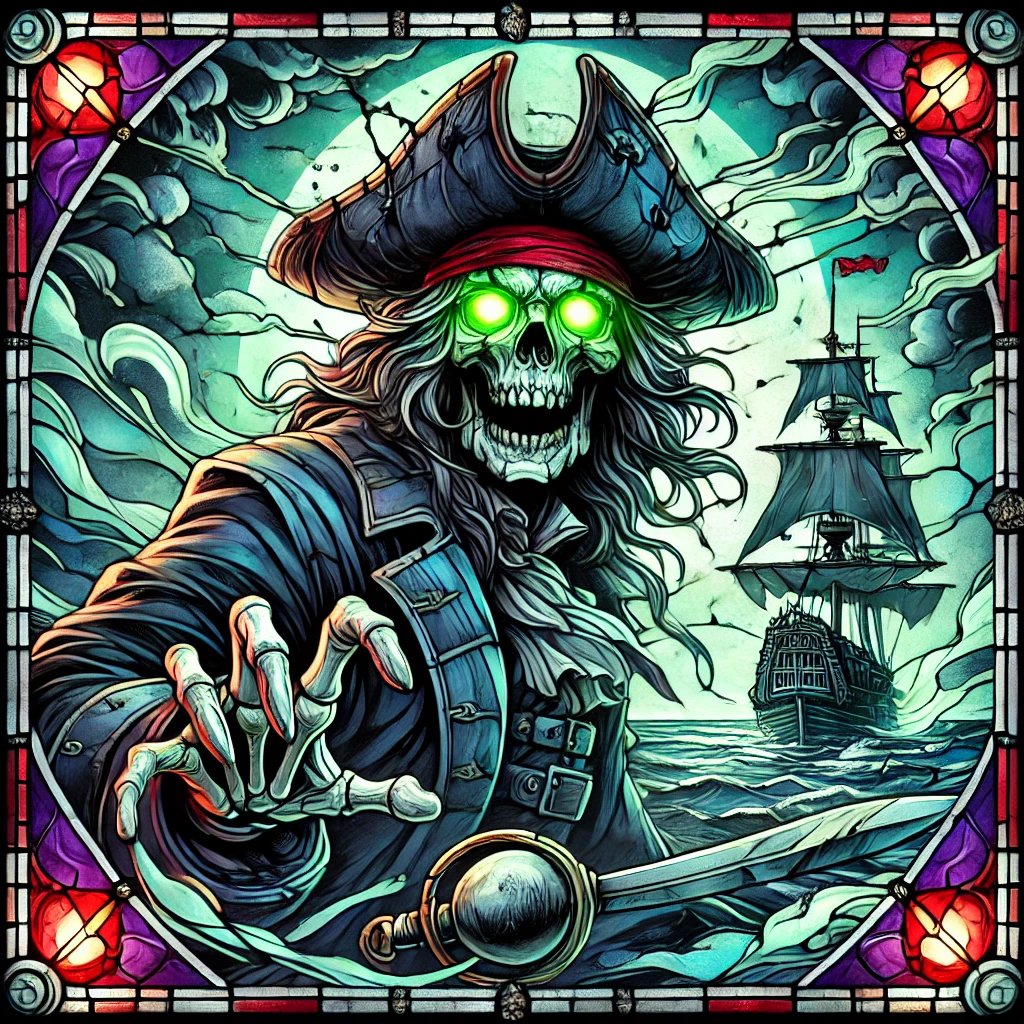 Flotte de pirates fantômes style vitrail